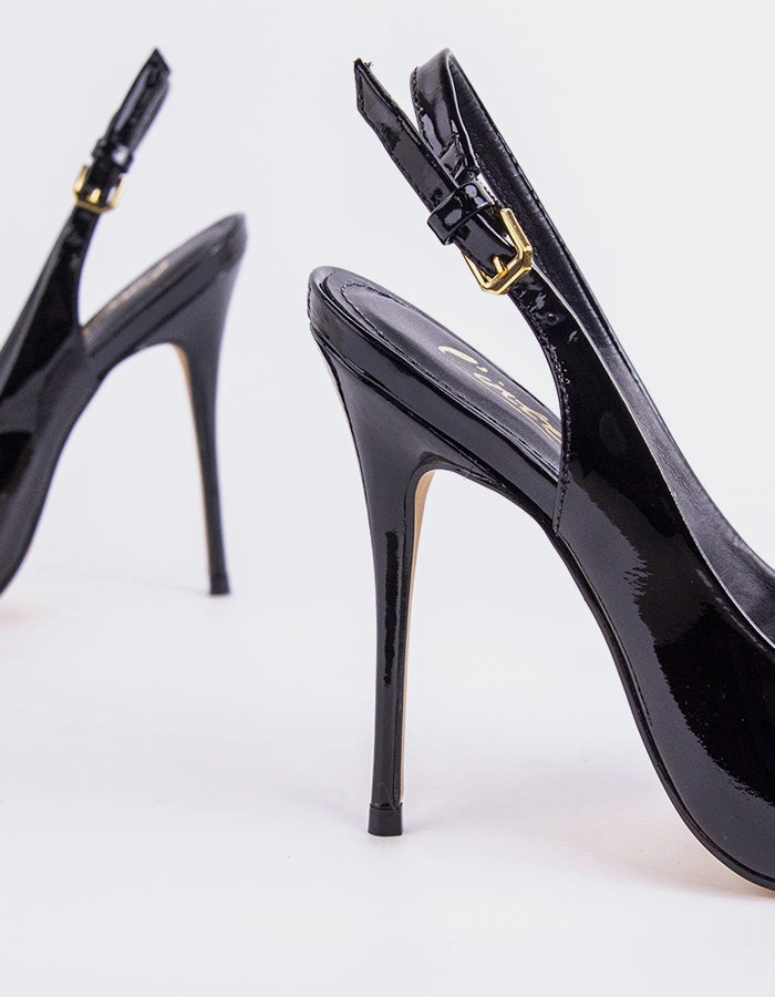 Janeiro Black Patent Trendy Platform Heels
