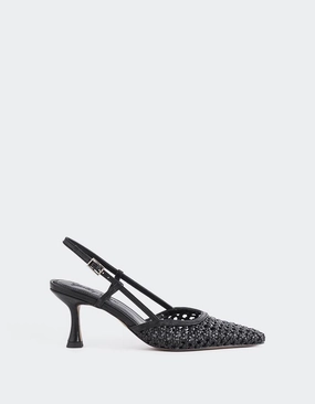 Adjustable Heel Sandals Jia Black Leather