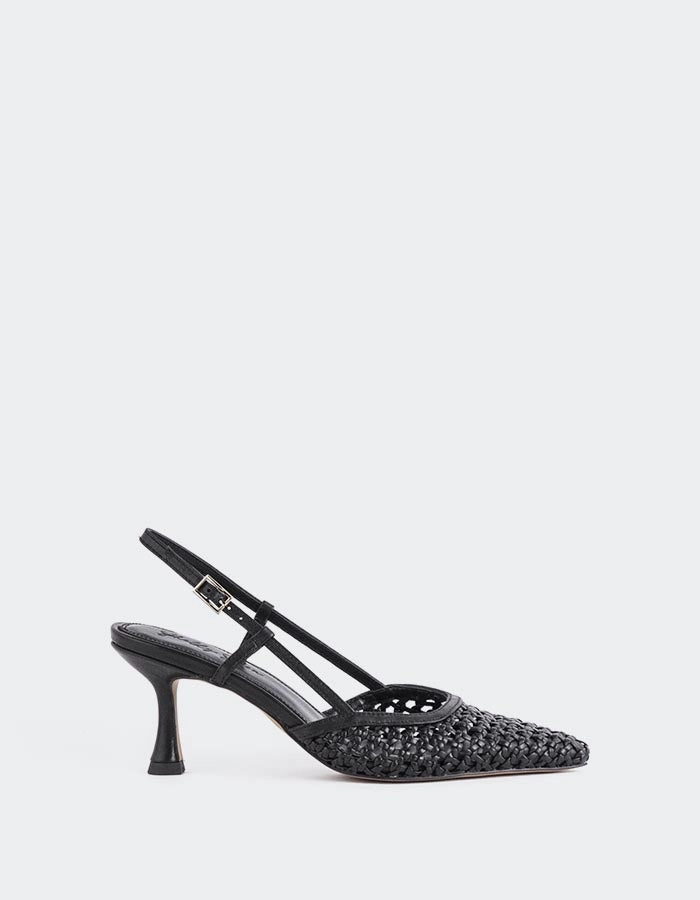 Adjustable Heel Sandals Jia Black Leather