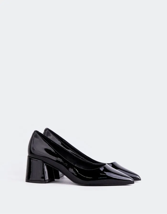 Josephine Black Patent Office Vibe Vintage Style Heels