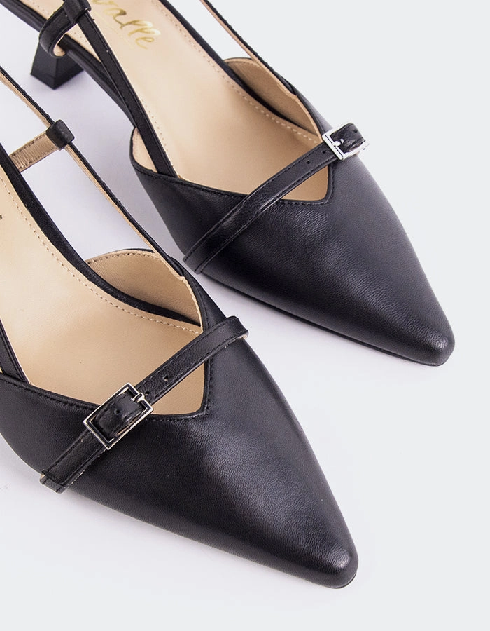 Fall Fashion Pumps Tapered Heel Kasteel Black Leather