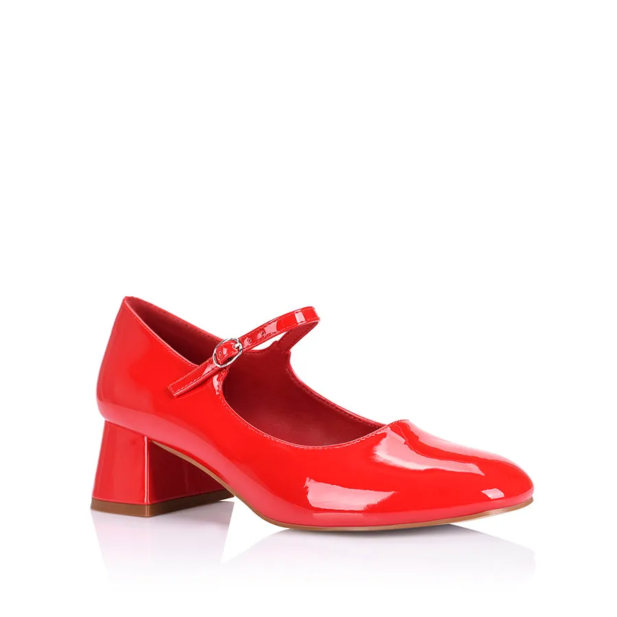 Kenna Mary Jane Block Heels - Red Patent Warm Day Hike Step