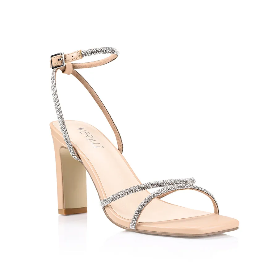 Kian Block Heel Sandals - Nude Smooth Evening Out Padded collar