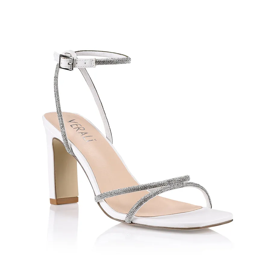 Secure fit Kian Block Heel Sandals - White/Silver