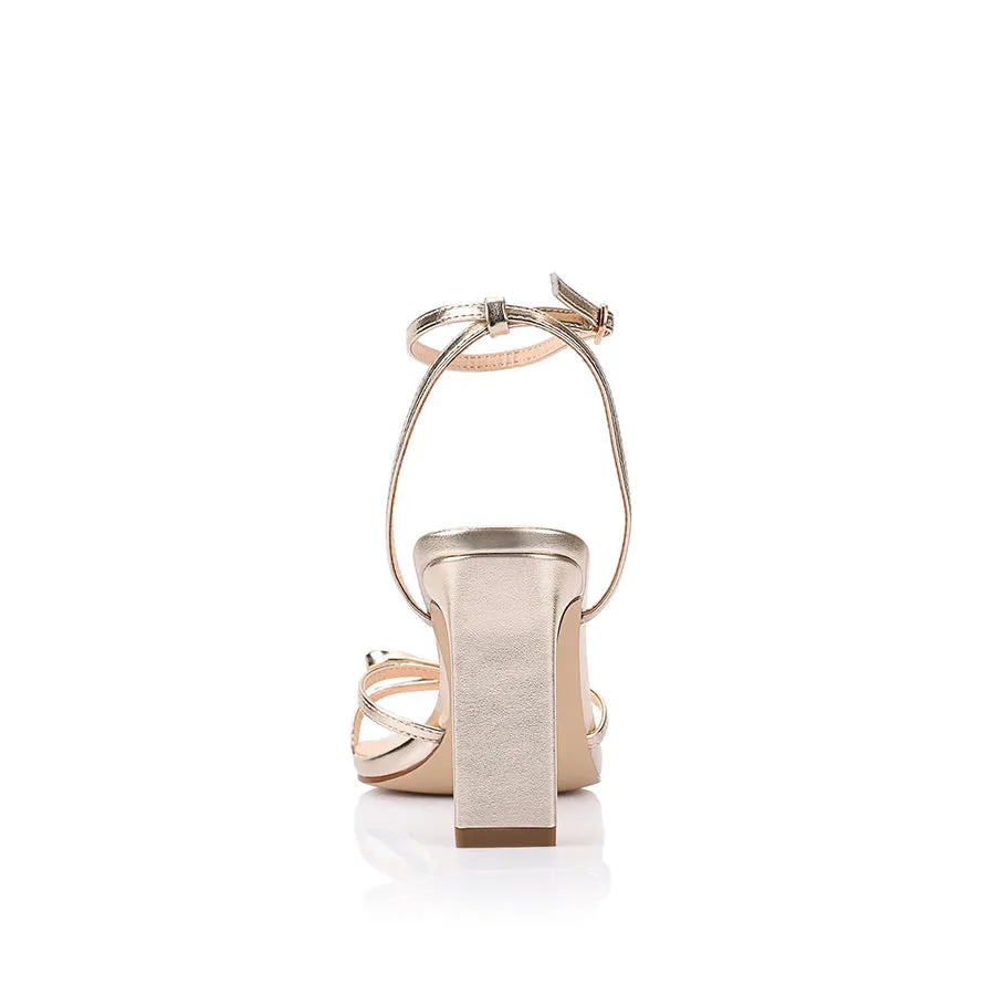 Luxury Vibe Kith Block Heel Sandals - Champagne Gold