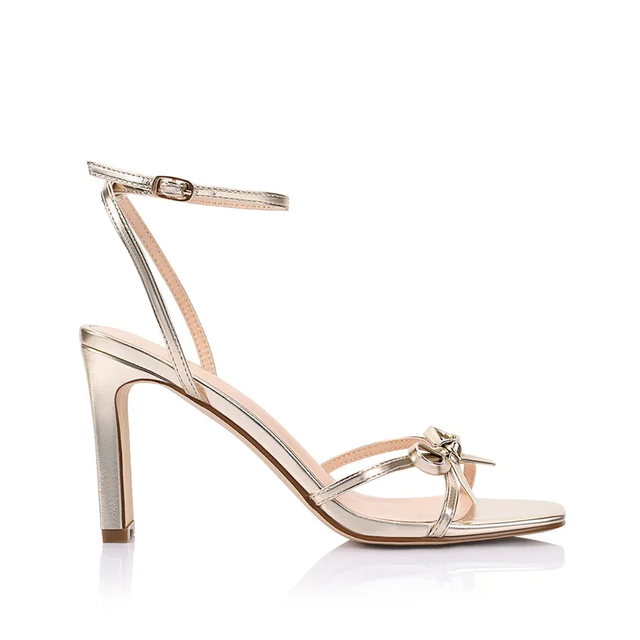 Smart High Heels Evening Heels for Bridesmaids Kith Block Heel Sandals - Champagne Gold