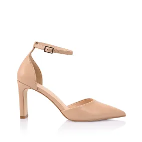 Decorative High Heels Kosta Closed Toe Block Heels - Nude