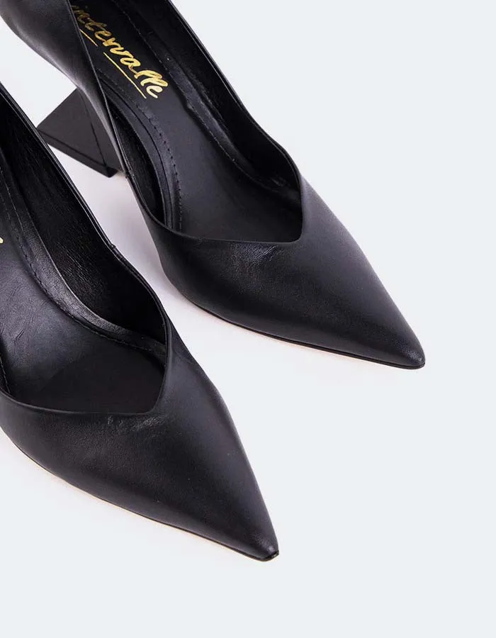 Kressy Black Leather Glitter Heeled Boots