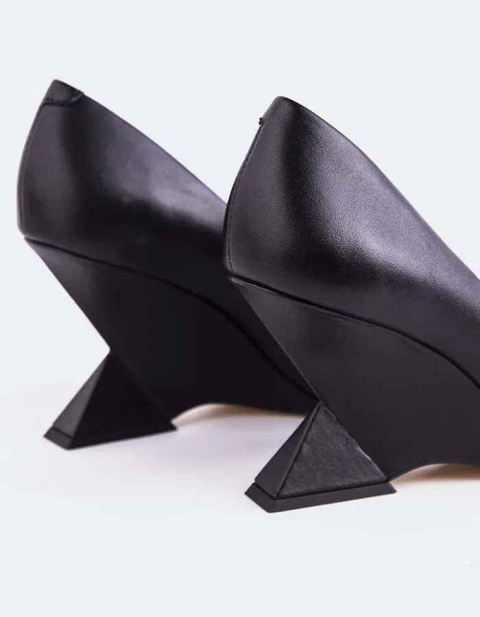 Kressy Black Leather Chic Designer Heels