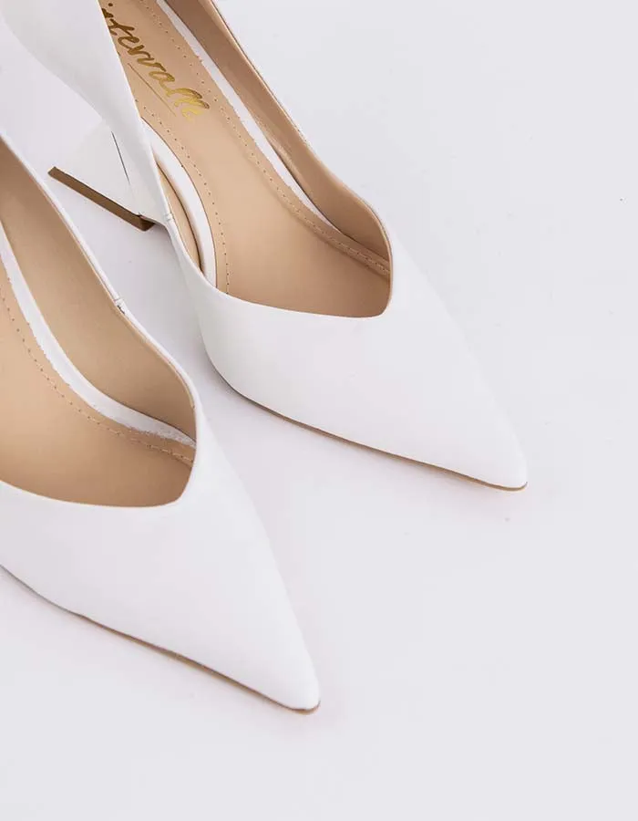 Kressy White Leather Party Heels