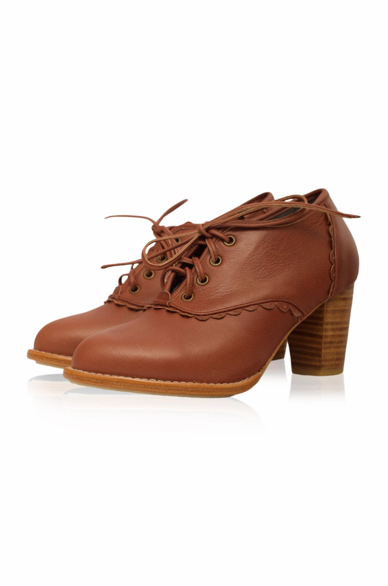 Lace Oxford Heels Stylish Lace-up Shoes
