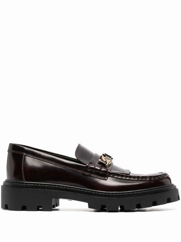 Soft Leather Leather Loafers With Gold-Tone Chain Detail