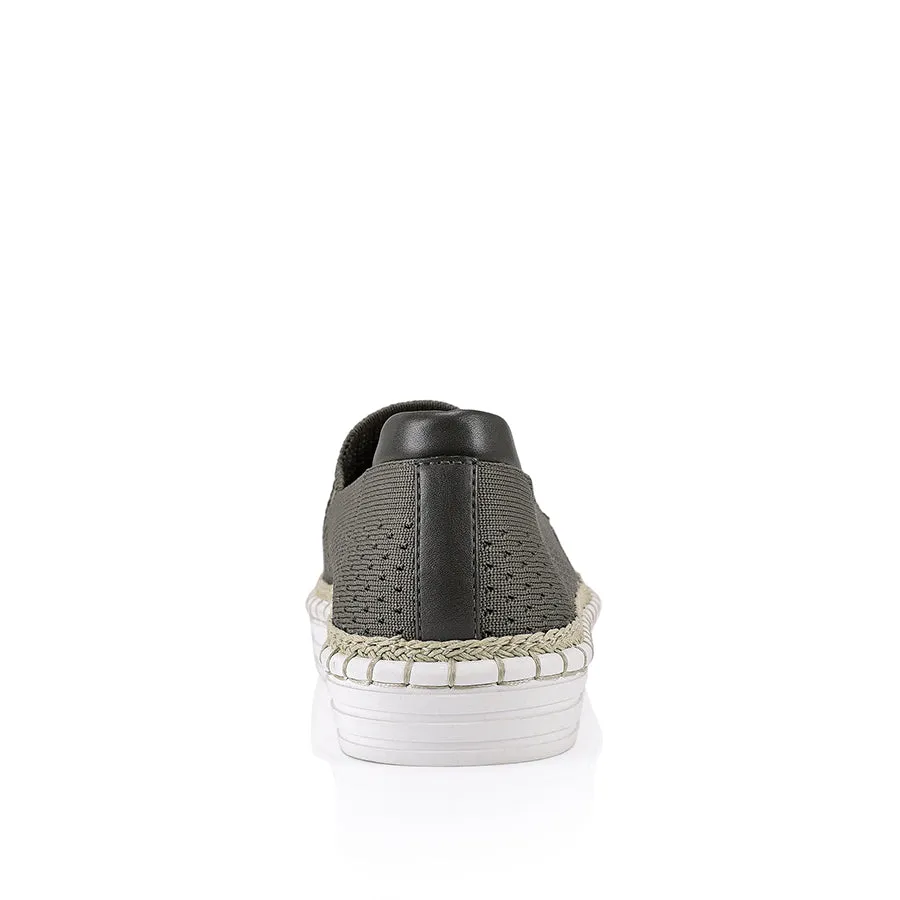 Queen Slip On Sneakers - Khaki Knit Cozy Cushion