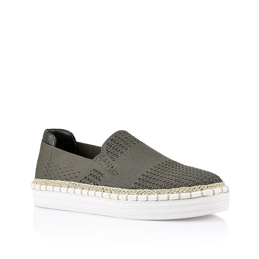 Queen Slip On Sneakers - Khaki Knit Comfort Padding