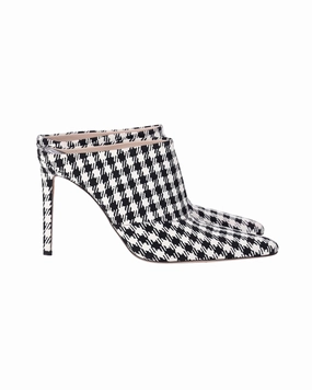 Relaxed Fit Footwear Altuzarra Checkered Davidson Houndstooth Mules in White Canvas