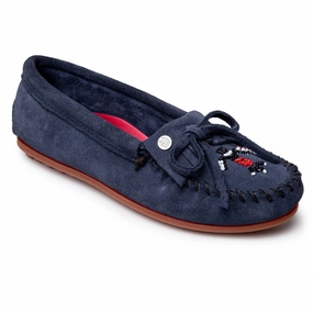 Reliable Sole Women's Thunderbird Animikii Hardsole Moccasin In Blue Denim