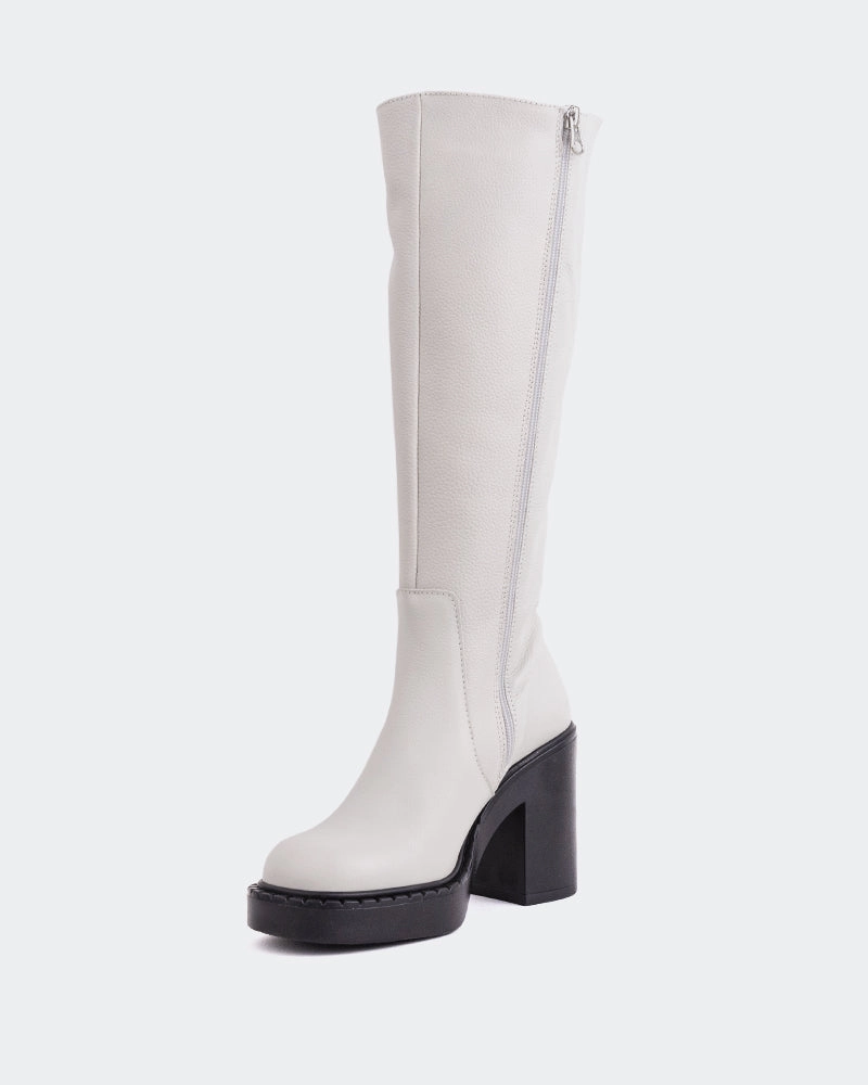 Hedon Off White Leather Fashion Comfort Flexible Frame Rough Trail Hiker