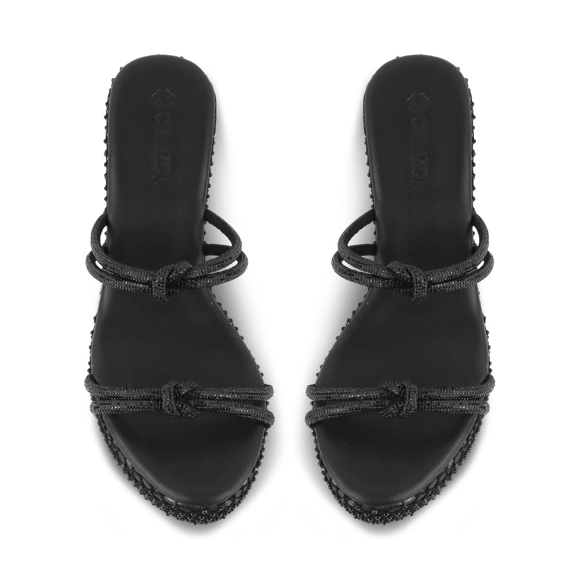 STARDUST- BLACK GLITTER WEDGES Wide-fit Lightweight durability