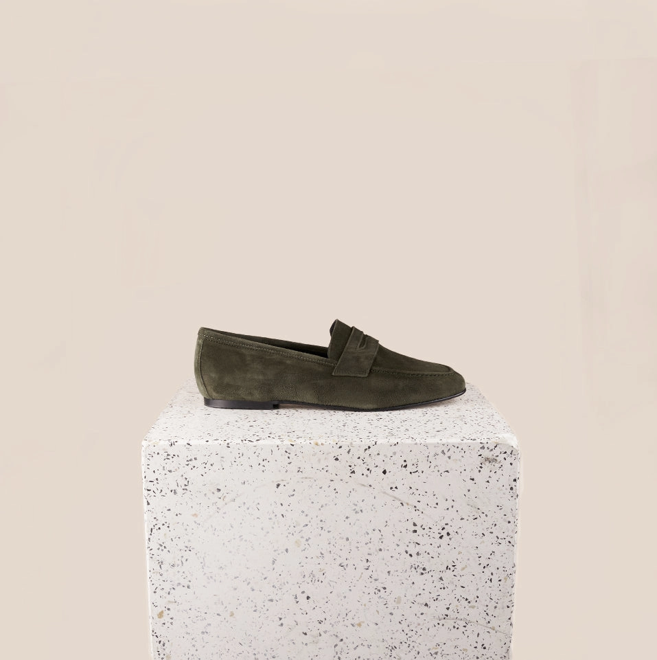 Lodi Due - Army Green Suede Dinner Outing Smart Design