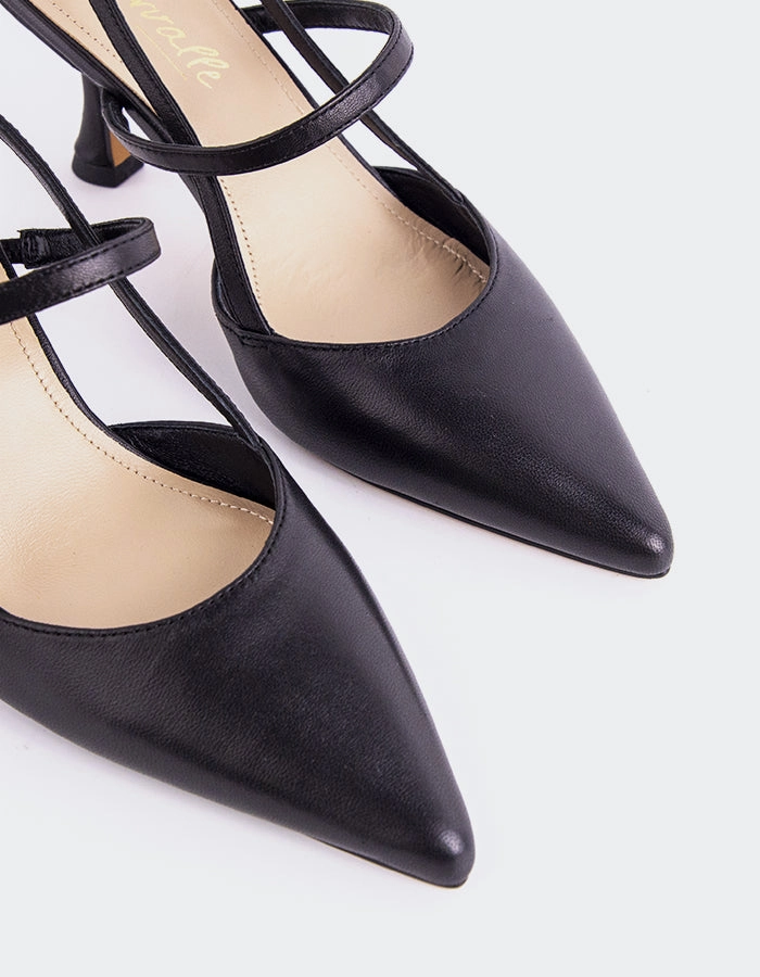 Sophisticated Sandals Plush Heels Lopik Black Leather