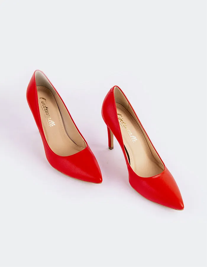 Love Red Leather Casual Heels for Work