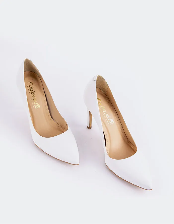 Love White Leather Medium Heel Wedding Sandals