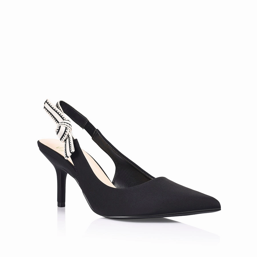 Good Traction Elastic Band Shaan Slingback Stilettos - Black Knit