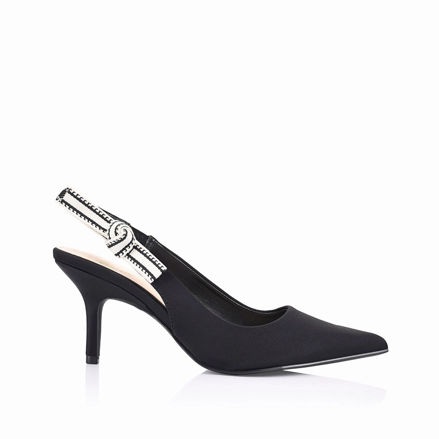 Shaan Slingback Stilettos - Black Knit Travel Friendly Dress Footwear