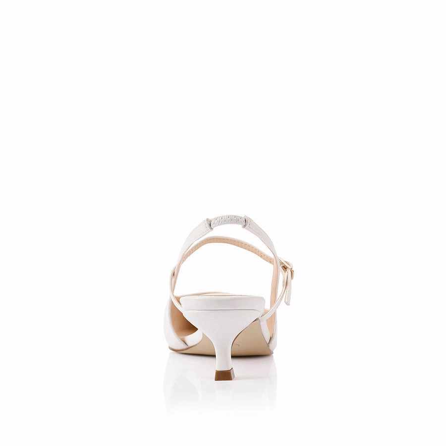 Luce Slingback Kitten Heels - Chalk White Urban Vibes