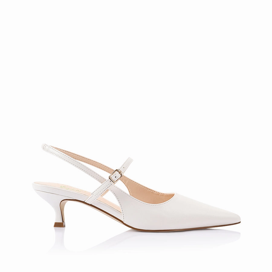 Flexibility Luce Slingback Kitten Heels - Chalk White