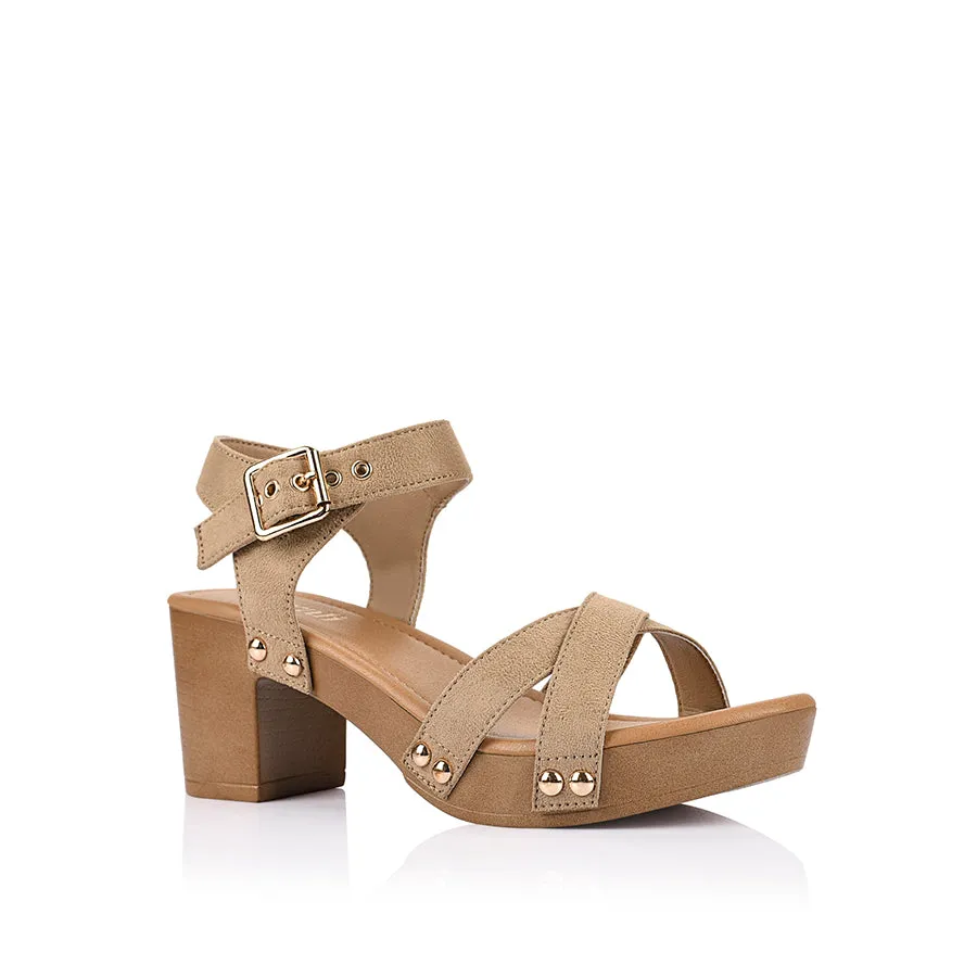 Lulu Clogs - Taupe Micro Boho Style Heels Mood Ready