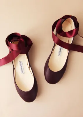 LUNA BALLET FLATS - BORDEAUX Slip Resistant Sole Everyday Footwear
