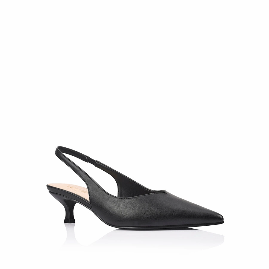 Open Heel Shoes Lush Slingback Kitten Heels - Black