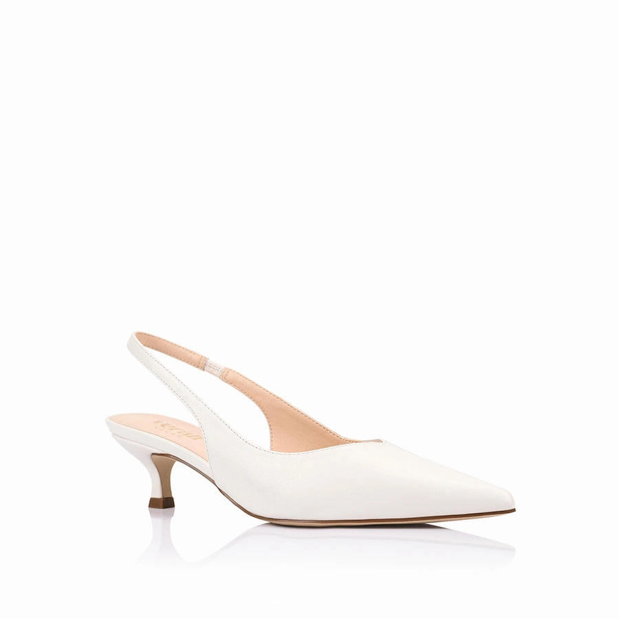 Good elasticity Lush Slingback Kitten Heels - Chalk White