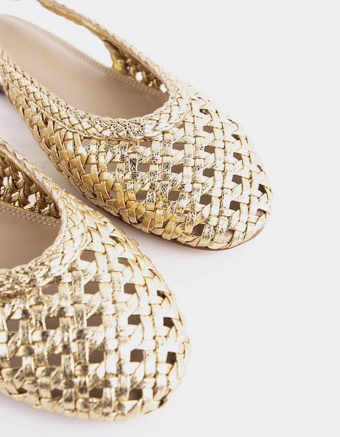 Breda Gold Metal Open Back Heels Relaxed Glam