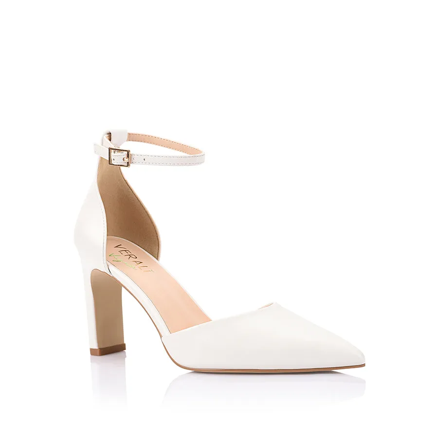 Stable Fit Kosta Closed Toe Block Heels - Chalk White