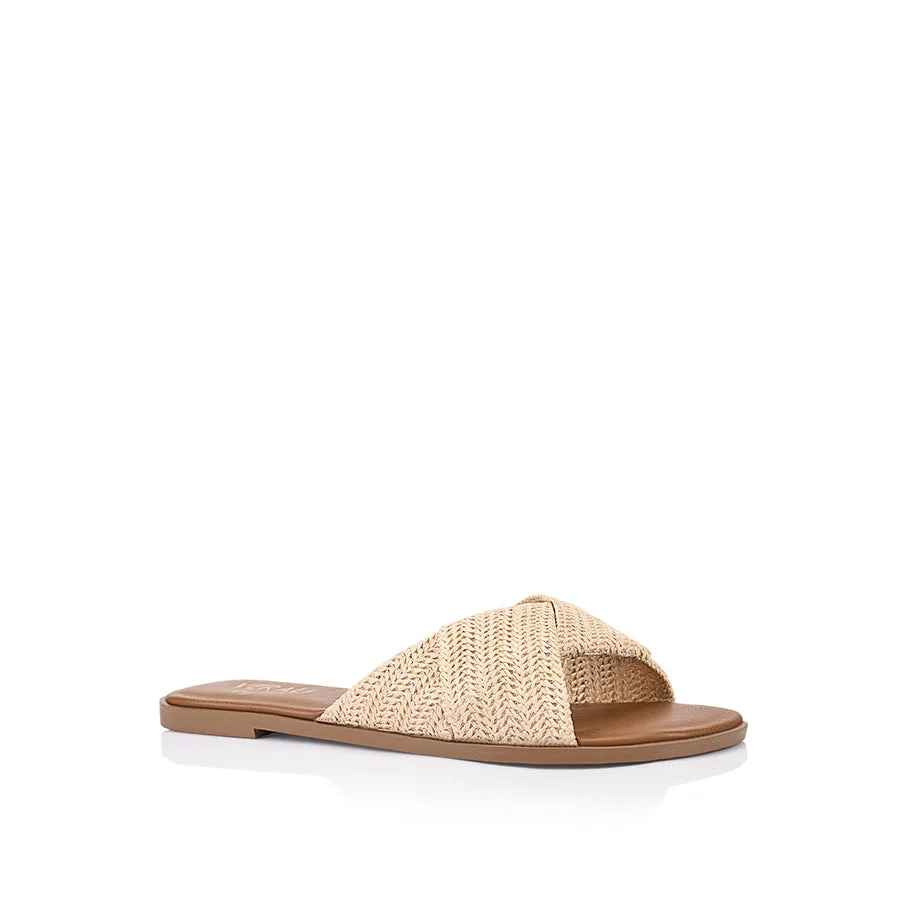 Sage Casual Slides - Natural Raffia Flexible Padding
