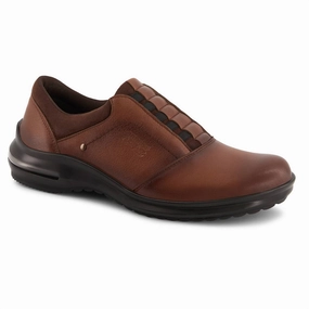 Grip Smooth Women's Comfort Leather Oxfords Shoes In Brown