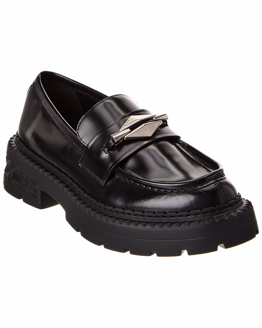 Trendy Cushioning Waxed Finish Jimmy Choo Marlow Diamond/F Leather Loafer