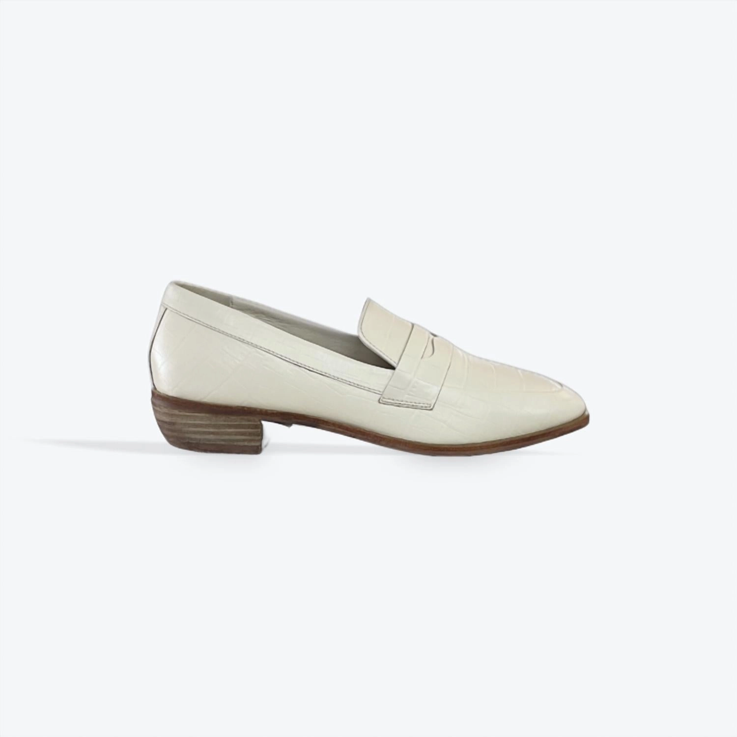 Fresh Dash Fresh Guard Yasmeen Croc Embossed Loafer In Bone
