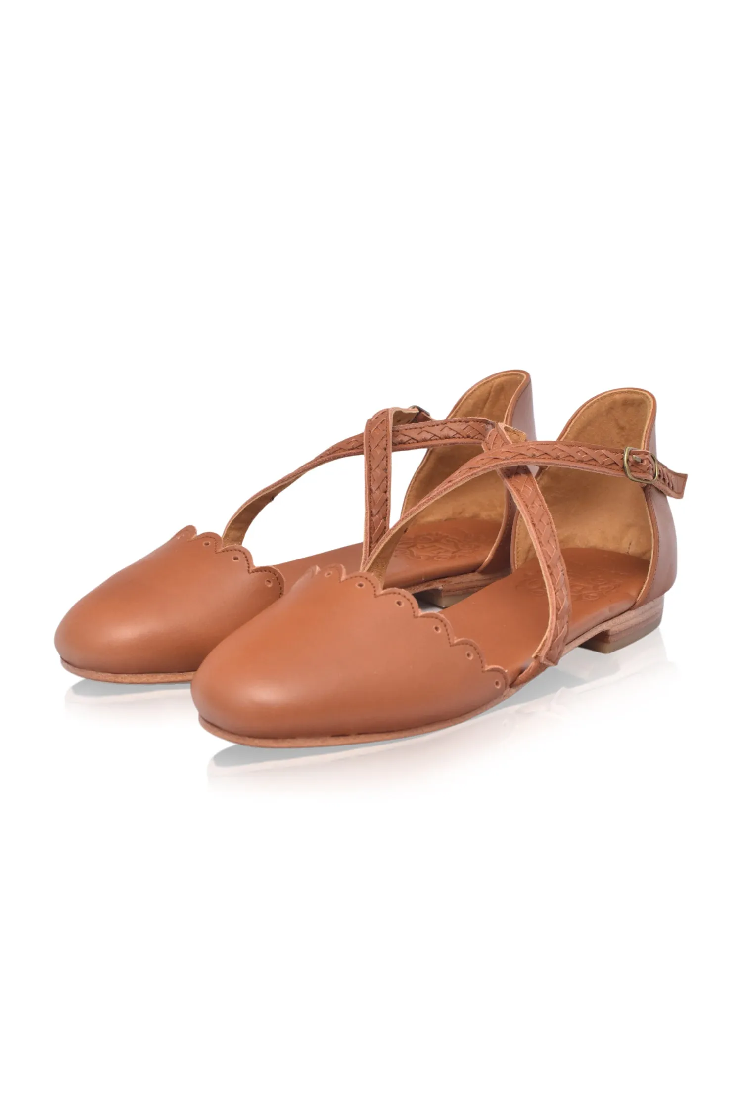 Montana Criss Cross Leather Flats Reliable Footwear