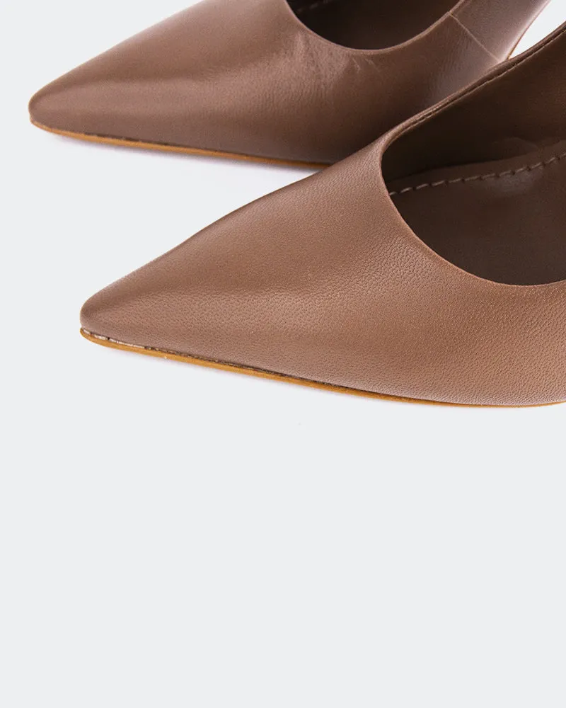 Moraya Brown Leather Cozy High Heel Boots