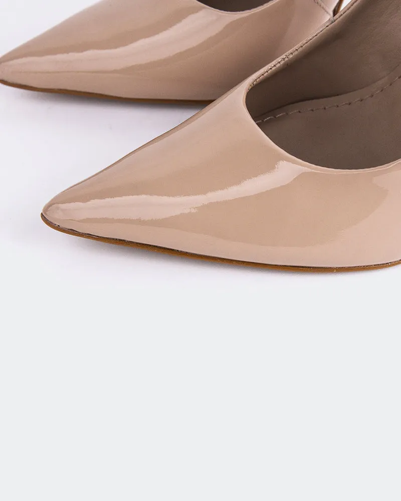 Moraya Nude Patent Shock Resistance Slip On Design
