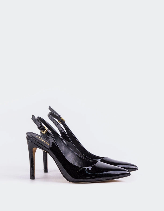 Chic White Stilettos Comfortable High Heels Morisha Black Patent