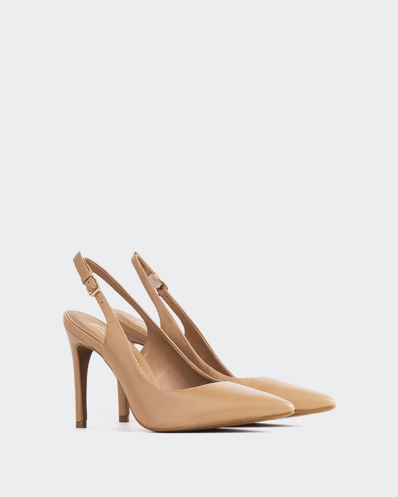 Morisha Camel Leather Summer Wedding Heels Comfortable Design