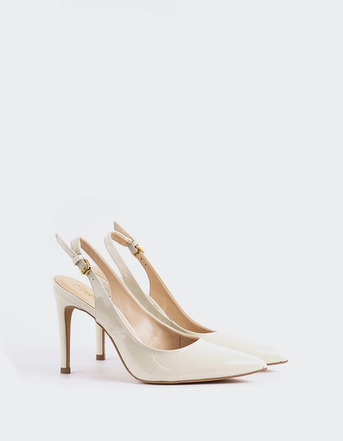 Morisha Off White Patent Winter Heels Special Occasion Shoes