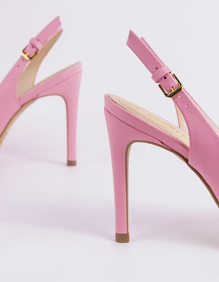 Morisha Pink Leather Cute Heels Performance