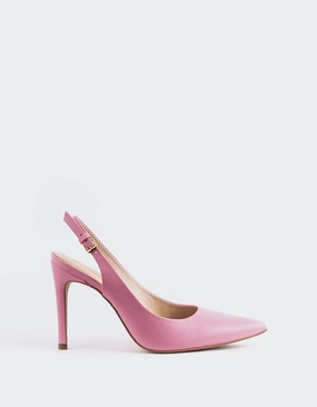 Morisha Pink Leather Party Shoes with Heels Comfortable Dress Shoes