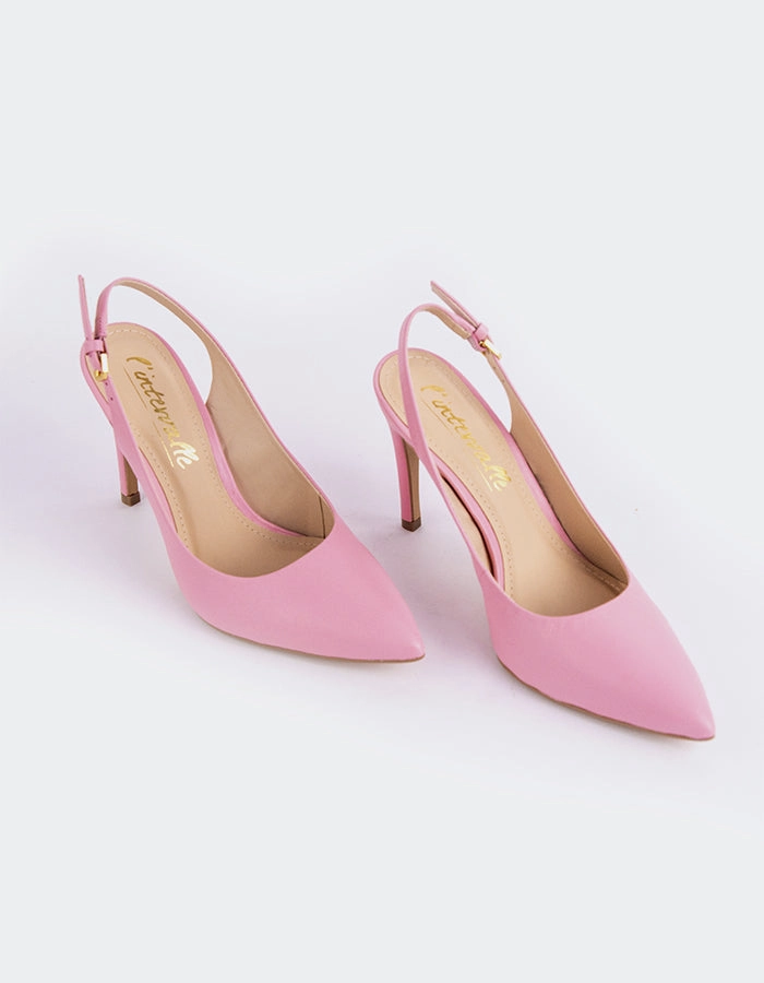 Morisha Pink Leather Winter Heels Sleek Dress Shoes