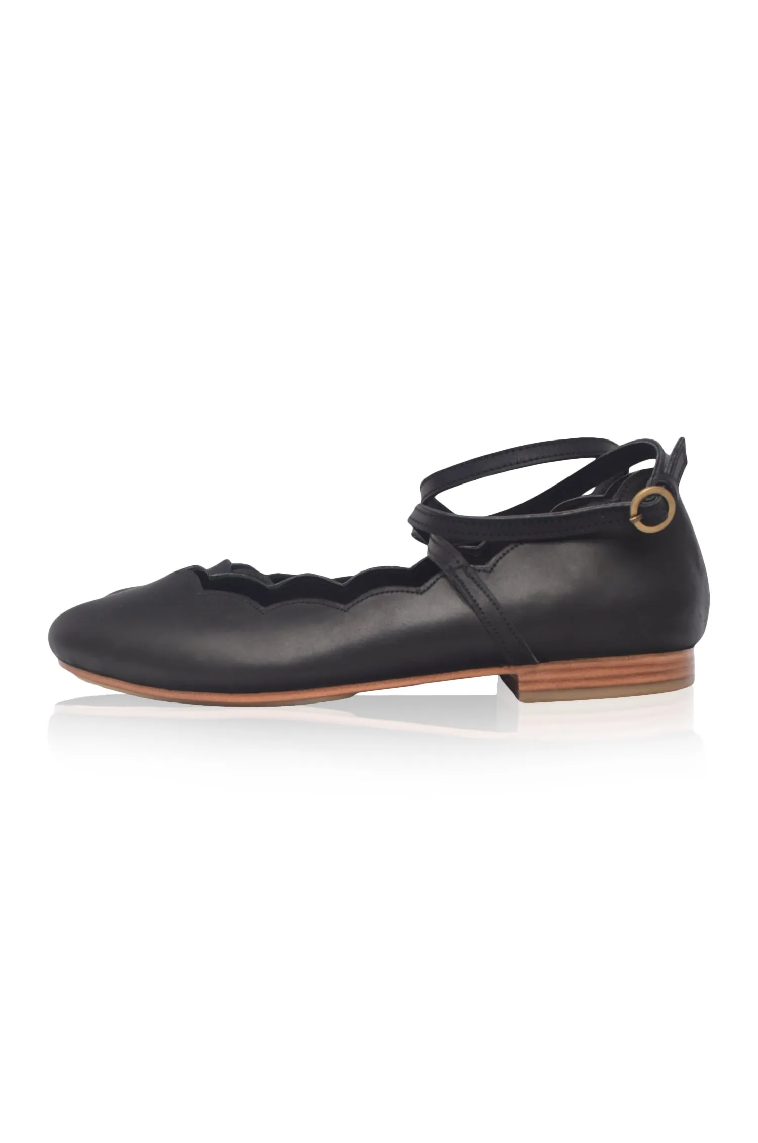 Myrelle Criss-Cross Leather Ballet Flats Scandi Clean